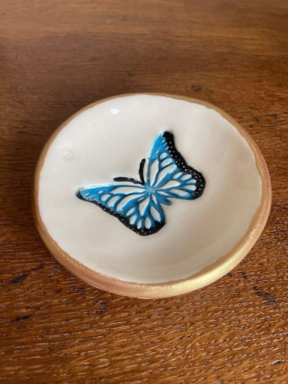 Perfectly Imperfect - gold rimmed ceramic butterfly trinket dishes