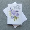 Sympathy card hand painted roses purple greetings card ( ref F 181 )