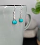 Small round Turquoise and Sterling Silver Earrings - Image 1