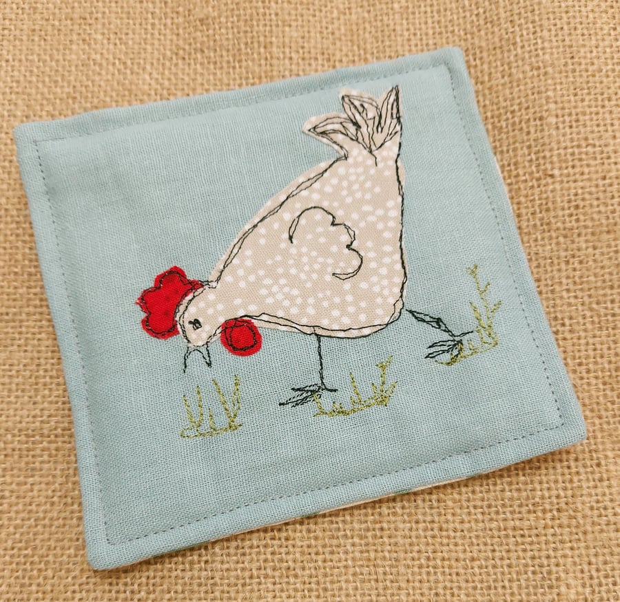 Fabric Coaster  - Hen 