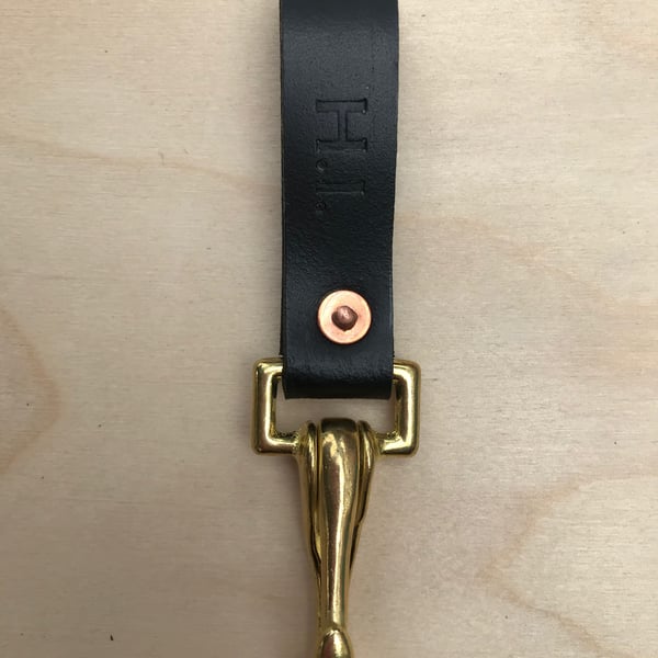 "The Hightown" Leather Key Strap in Black