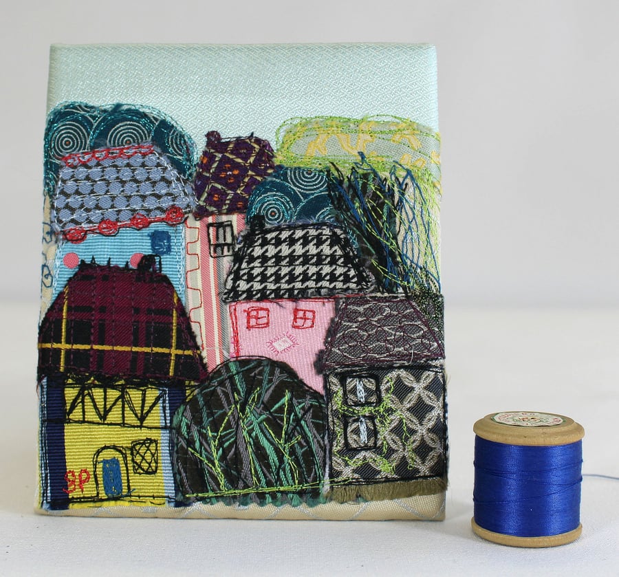 Textile Art Picture The Village