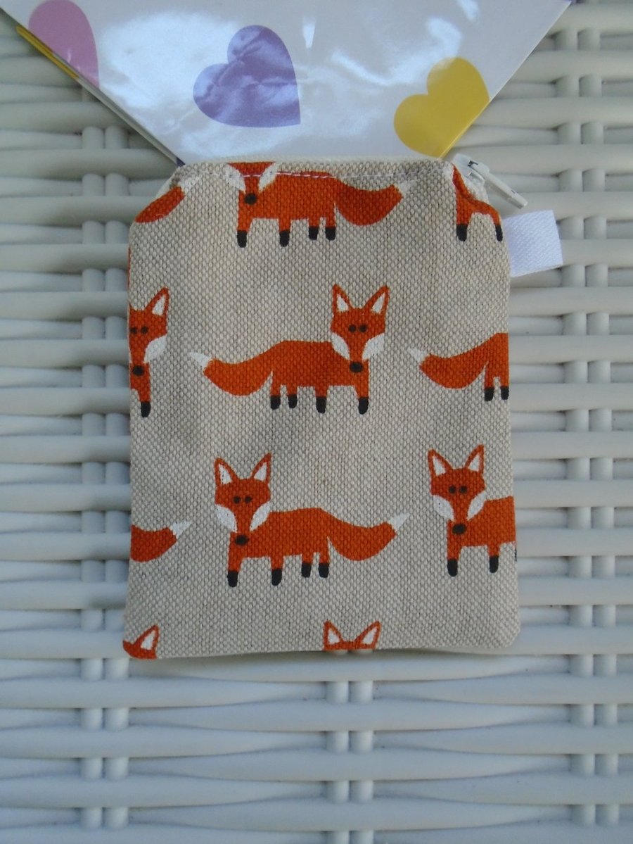 Hessian Fox Coin Purse or Card Holder.