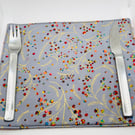 Fabric Table Mat for Christmas Dinner Table in Silver Metallic Fabric 