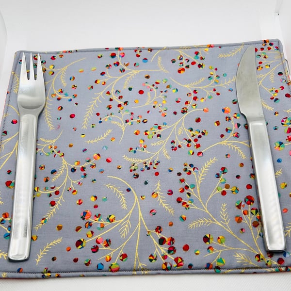 Fabric Table Mat for Christmas Dinner Table in Silver Metallic Fabric 