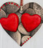 Decoupaged Wooden Hanging Heart 15cm (6 ): Pebbles design - Image 4