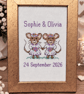 Personalised Wedding Mice Cross Stitch – Framed Keepsake - brides - Image 1