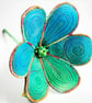 Blue Green Textile Art Flower - Image 6