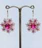 Fuchsia and Silver Beaded Crystal Earrings - Image 6
