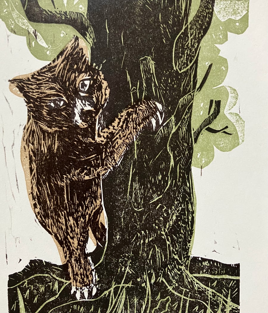 Little Bear  - mini woodcut