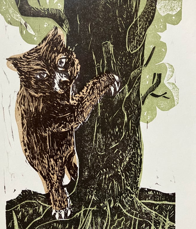 Little Bear  - mini woodcut