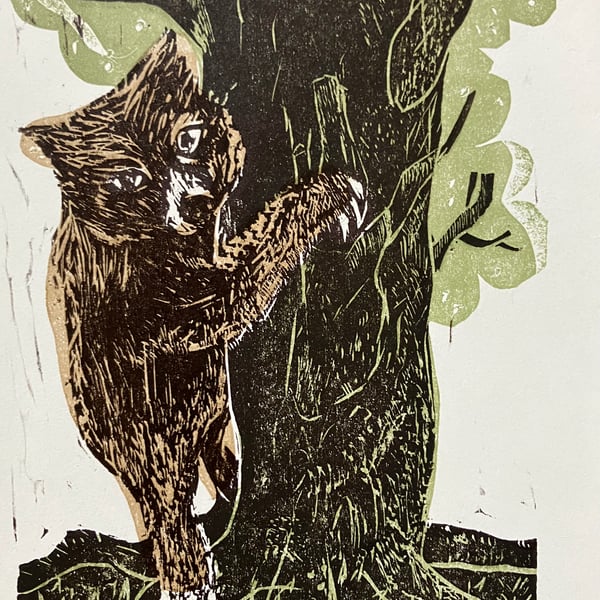 Little Bear  - mini woodcut