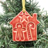 Small Ceramic gingerbread house decoration Christmas decoration RED