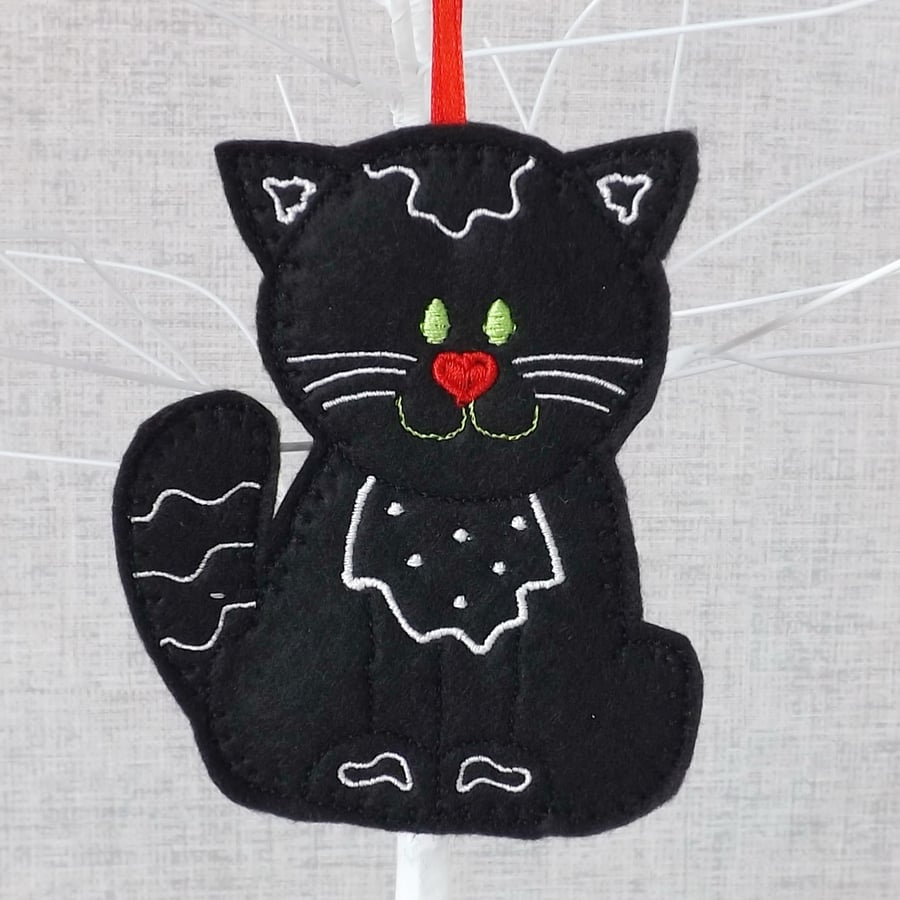 Cat decoration, black cat decoration, hanging decoration.