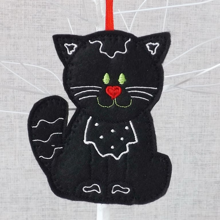 Cat decoration, black cat decoration, hanging decoration.