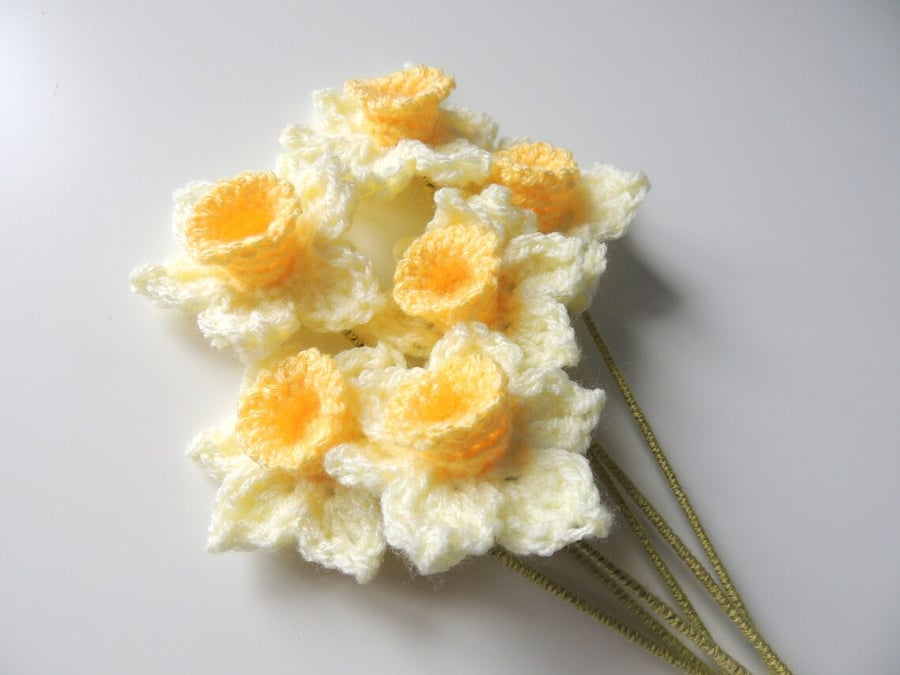 Bunch of Daffodils, Spring Flowers, Crochet Flower Bouquet