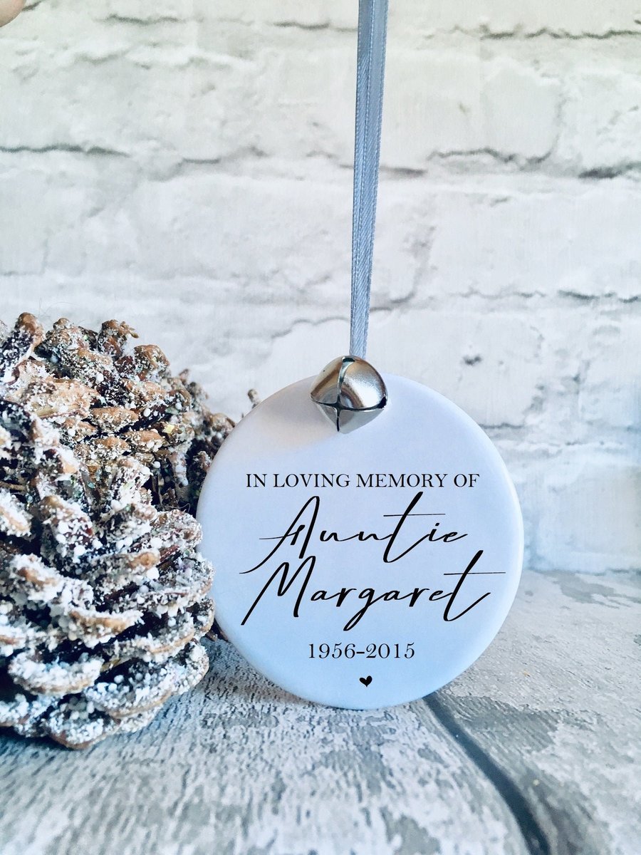 Personalised Memory Bauble, ceramic hanging bauble,in loving memory at christmas