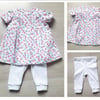 Newborn baby girls outfit Dress and Leggins set , 