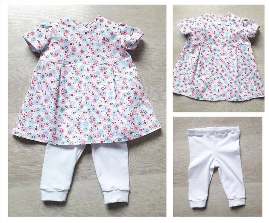 Newborn baby girls outfit Dress and Leggins set , 