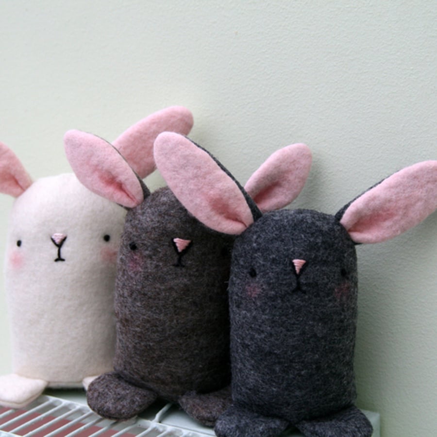 Cute brown wool Felt Easter Bunny 