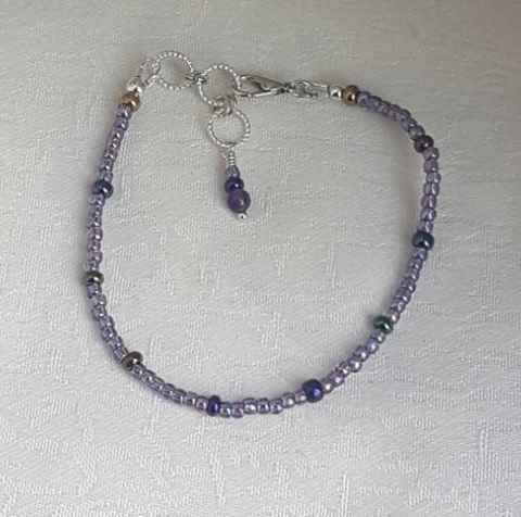 SALE - Pretty Purple Small Bead Bracelet.