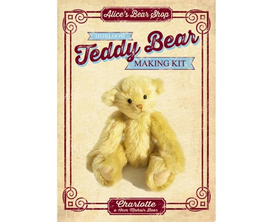 Heirloom Mohair Teddy Bear Making Kit - Charlotte - 19cm when made