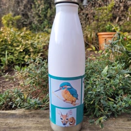 Insulated water bottle (500ml) with a beautiful animal design.