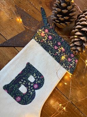 Personalised Christmas Stocking William Morris Fabric- Ebony