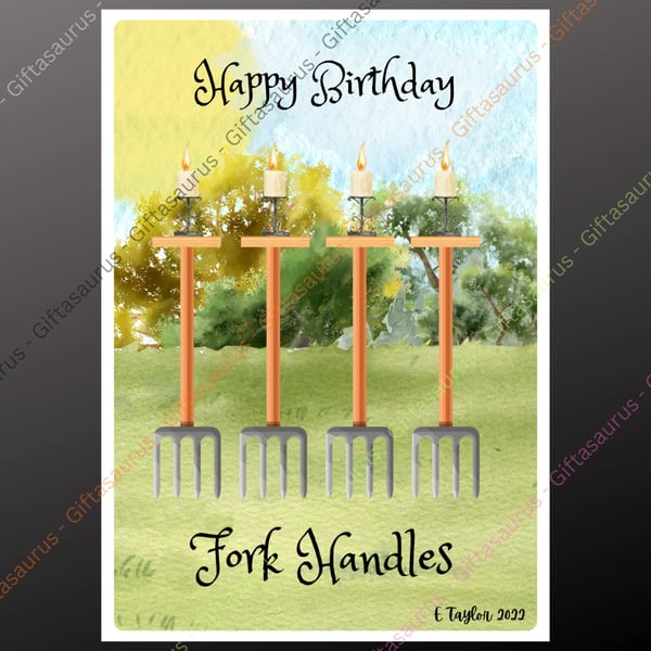 Personalised Birthday Card Plantable Seeded Fork Handles Two Ronnies 