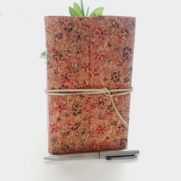 Pink Flower Cork Notebook Journal