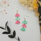 Handmade Asymmetrical Crescent Moon Labradorite Dange Earrings