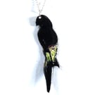 parrot pendant- black with yellow wingtip