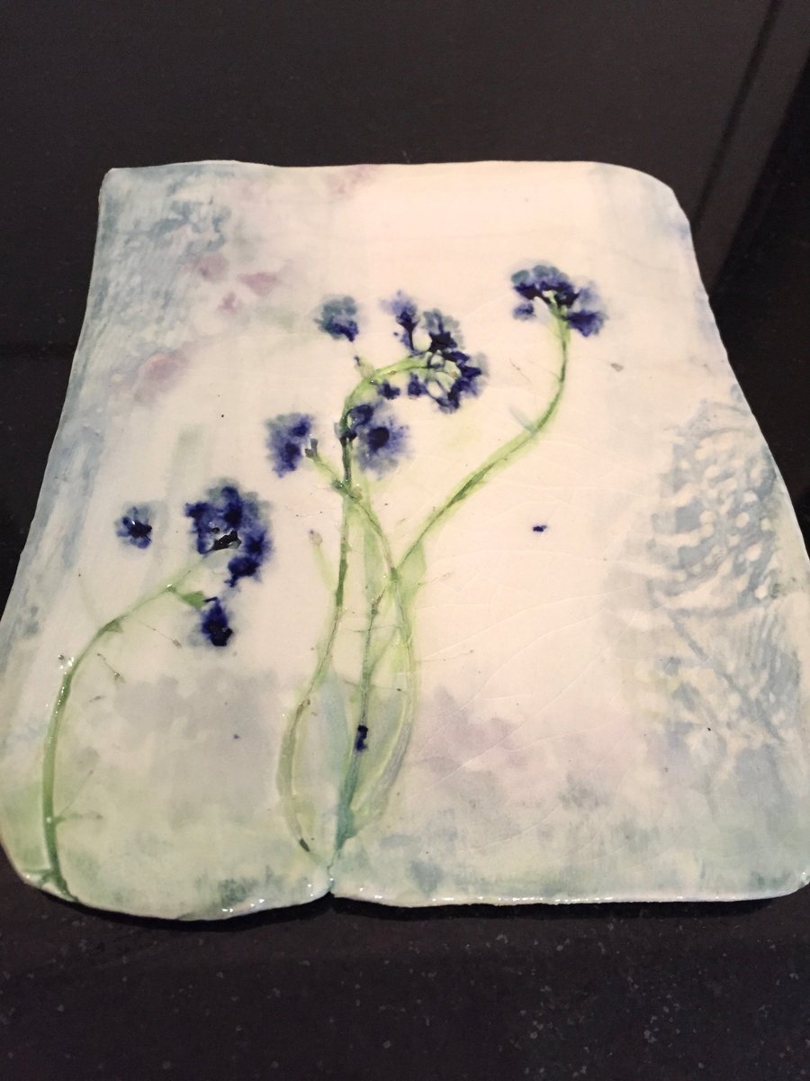 Blue Flowers Ceramic Picture