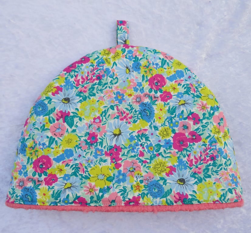 Liberty print cotton tea cosy: Malvern Meadow, size small