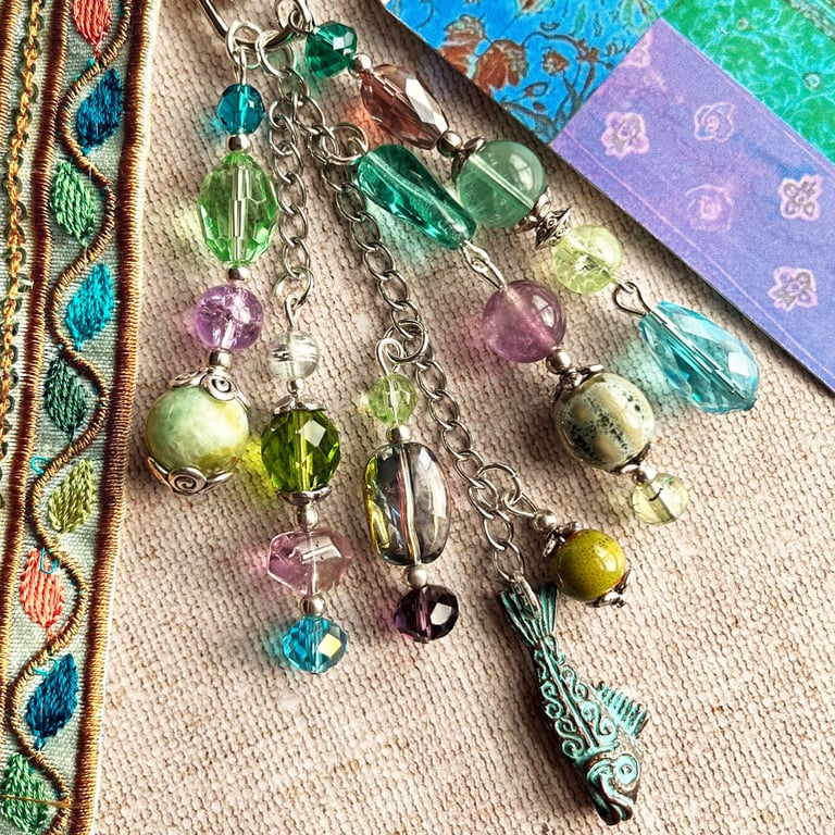 Handmade bag charm, boho bag charm, Pisces gift, fish charm,