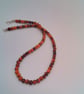 Men's Orange and Brown Glass Bead Necklace, Men's Necklace, Gift for Him - Image 3