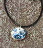 Blue floral enamel pendant - Image 4