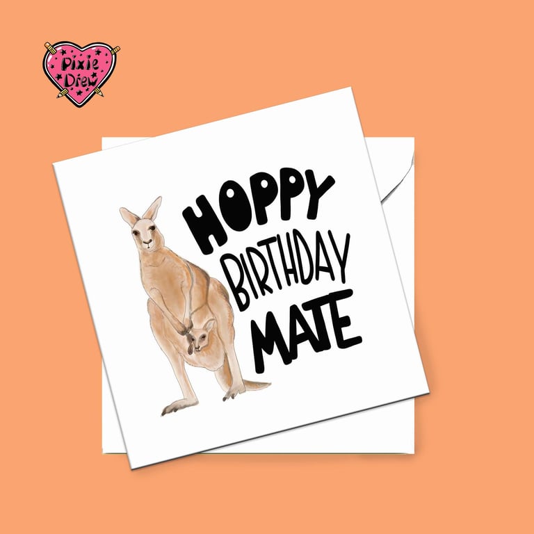 Hoppy Birthday Mate Kangaroo Birthday Card