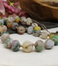 Crazy agate knotted cord green, yellow, brown and orange necklace, toggle clasp  - Image 8