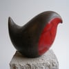 Raku glazed robin (E)