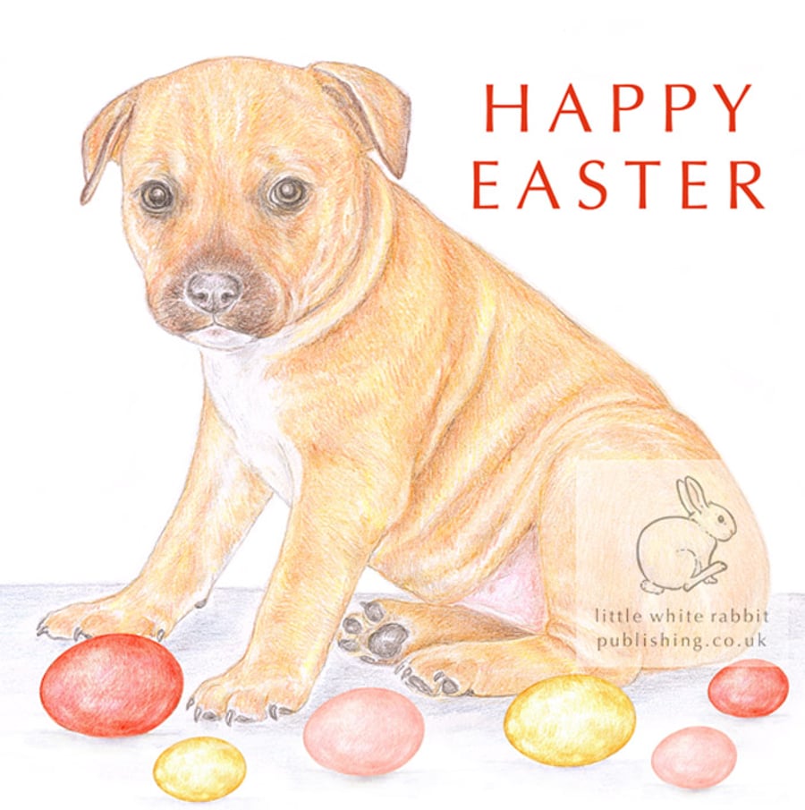 Cookie the Staffie - Easter Card