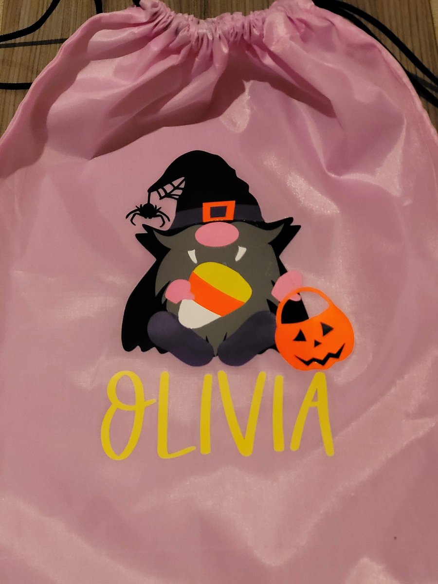 Halloween candy collector bag with glow in the dark name 