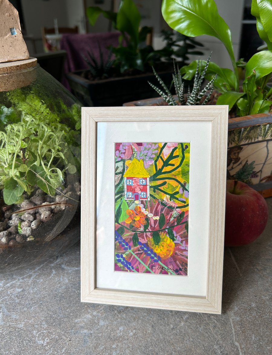 Number 5 Cottage Gardens - original mixed media framed picture