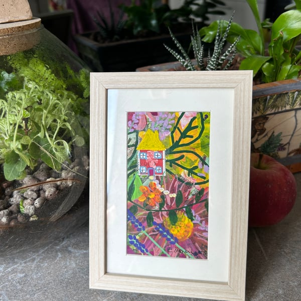 Number 5 Cottage Gardens - original mixed media framed picture