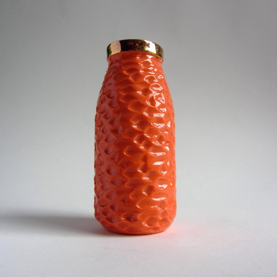 Orange Gold Top Milk Bottle Vase  - Super Seconds Festival