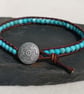 Turquoise semi precious bead and leather bracelet, December birthstone - Image 5