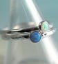 Silver Stacking Ring with White Synthetic Opal Hammered band in Sterling - Image 3