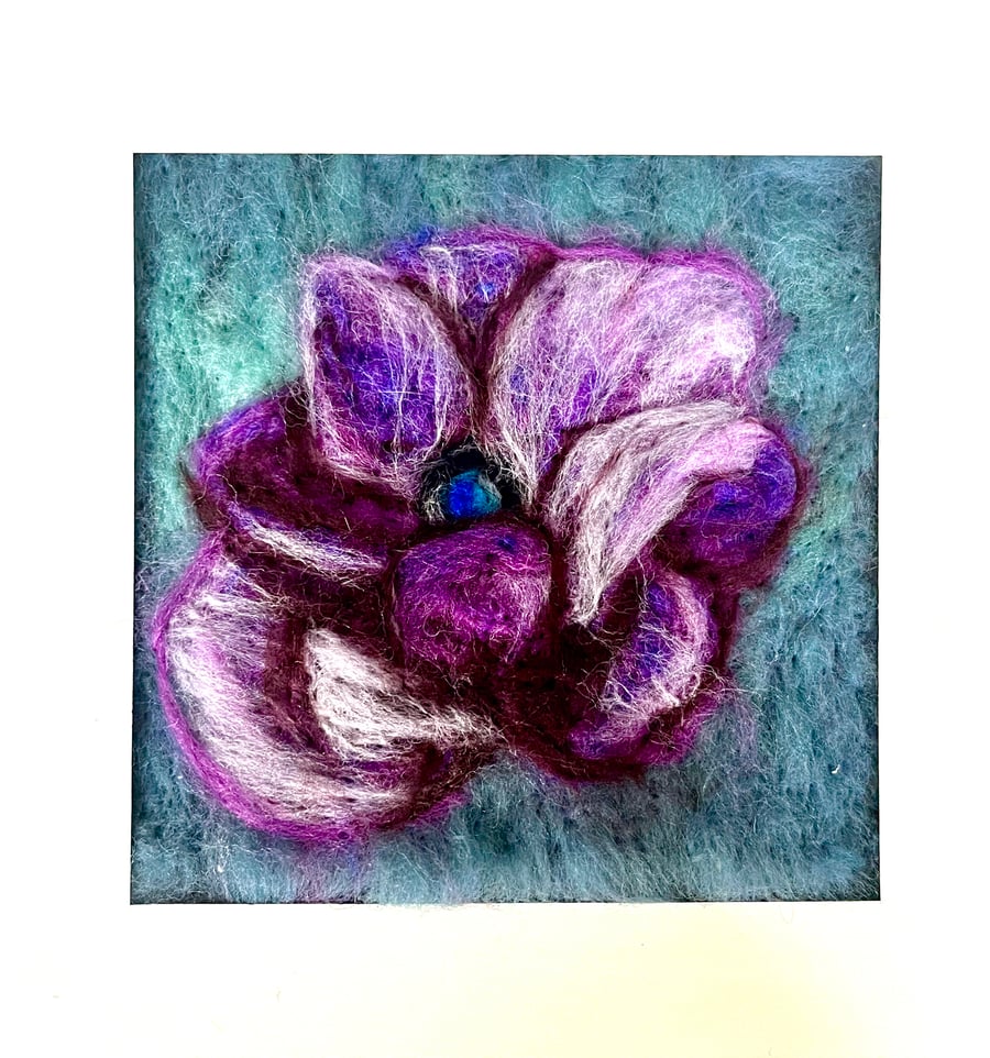 Purple poppy original wool painting 