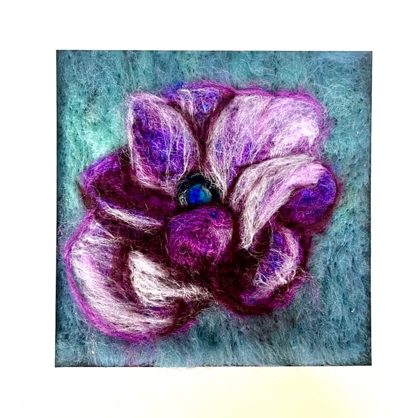 Purple poppy original wool painting 