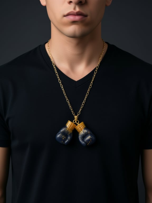 Golden gloves boxing pendant necklace 